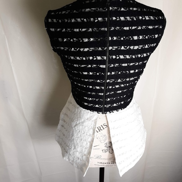 BCBGMAXAZARIA VICKI LACE BLOCKED TOP - Picture 6 of 7